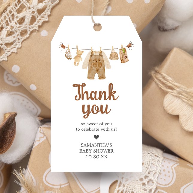 Kaffe Bryggning Baby Shower Favor Märken Presentetikett (Coffee Little Bean Baby Shower Favor Tags)