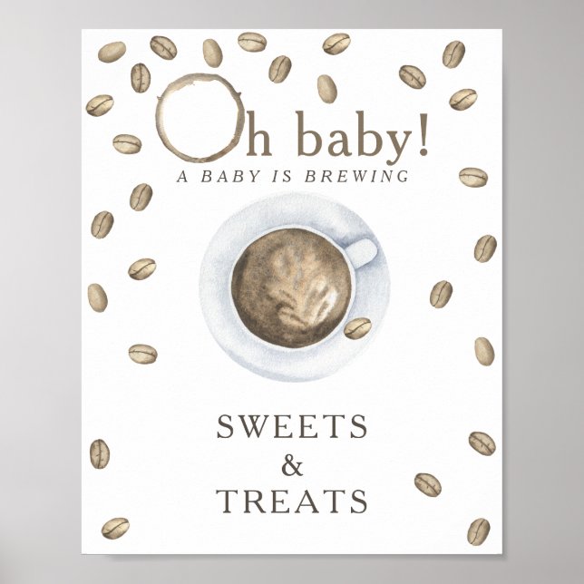 Kaffe bryggning baby shower GODIS OCH GÄLLER Poster (Framsidan)
