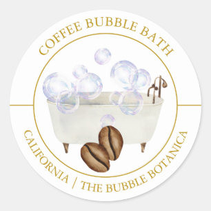 Kaffe Bubble Bath-etikett Runt Klistermärke
