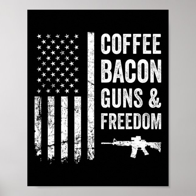 Kaffe Bycon Vapen Och Frihet - Bbq Grill Rolig Gu Poster (Framsidan)