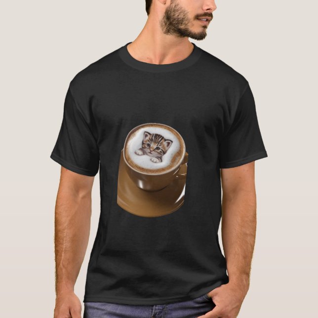 kaffe cafe älskare som kärlek katter kattkattkonst t shirt (Framsida)
