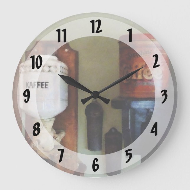 Kaffe Can and Coffee Grinder Stor Klocka (Framsida)