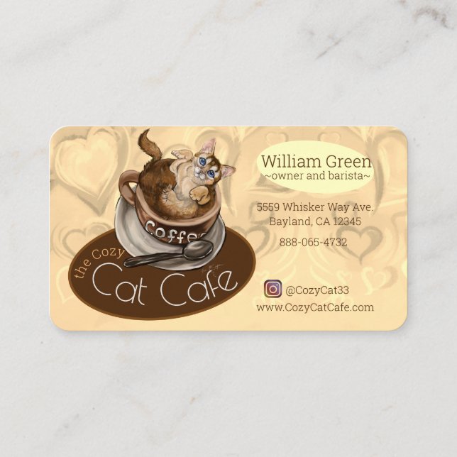 Kaffe Cat Cafe Visitkort (Baksida)