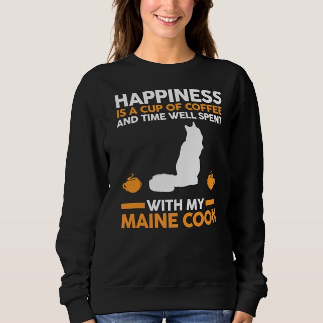 Kaffe Cat Maine Coon T Shirt (Framsida)