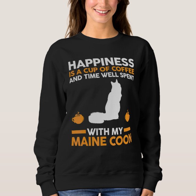 Kaffe Cat Maine Coon T Shirt (Framsida)