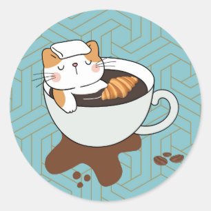 Kaffe Cat Spa Runt Klistermärke