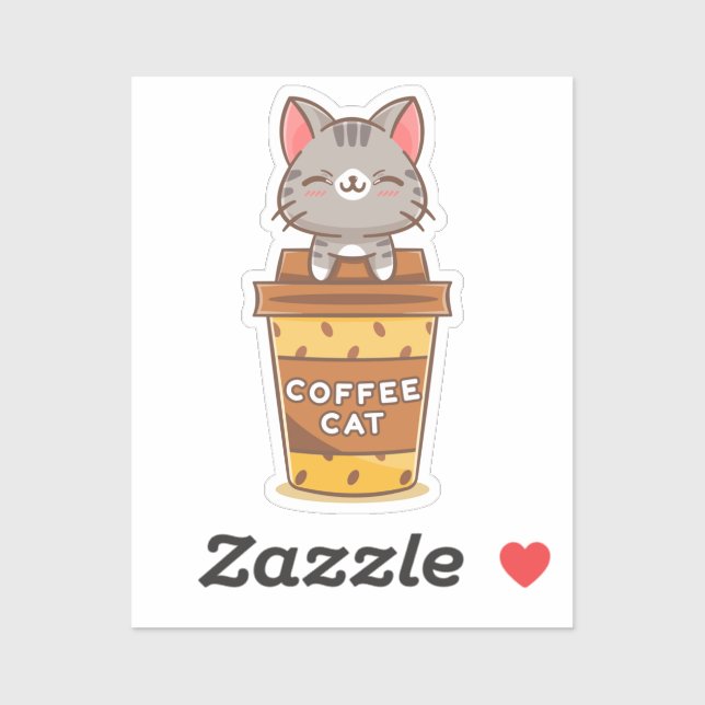 Kaffe Cat Sticker Klistermärken (Ark)
