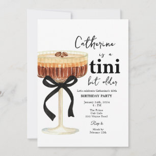 Kaffe Cocktail Födelsedag Svart Båge Inbjudan
