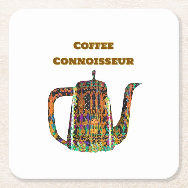 Kaffe Connoisseur Blomkruka Kaffe kanna Underlägg Papper Kvadrat (Framsidan)