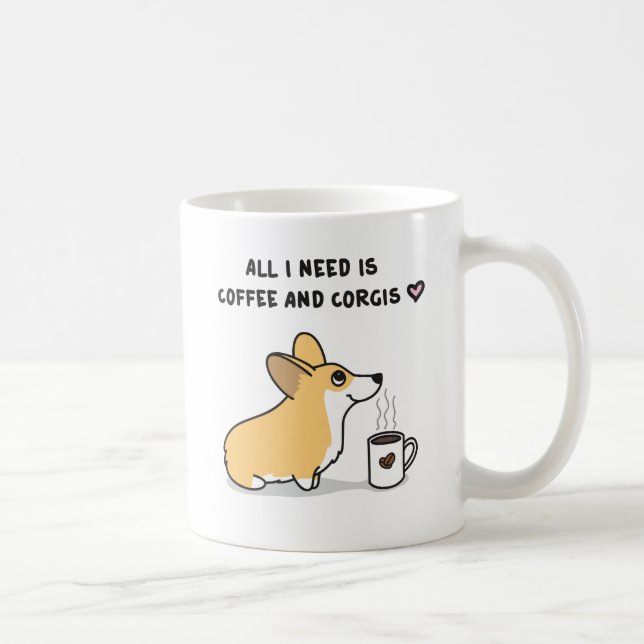 Kaffe & Corgis [rött vitt] Kaffemugg (Höger)