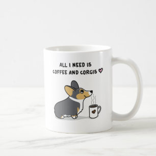 Kaffe & Corgis [svart-hövdade tri2] Kaffemugg
