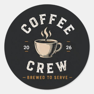 ☕ Kaffe Crew Vintage Kafé Personaluniform ☕ Runt Klistermärke