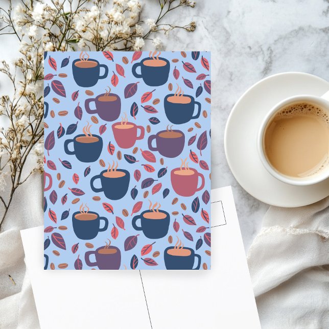 Kaffe Cute Pastel Colorful Anpassningsbar Vykort (Morning Coffee Cute Pastel Colorful Hand-drawn Pattern Custom Postcard
)
