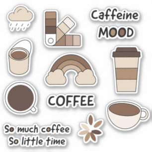 Kaffe Cute Sticker-förpackning Klistermärken