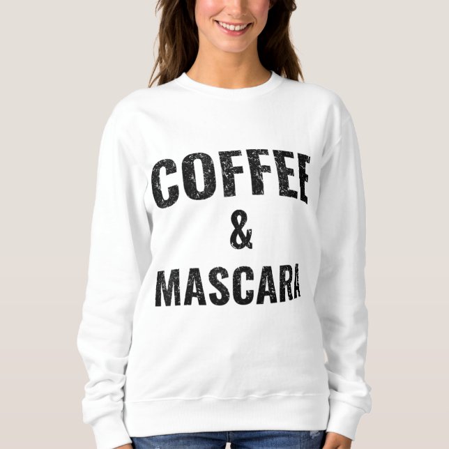 Kaffe - Dam-kaffe och Mascara T Shirt (Framsida)