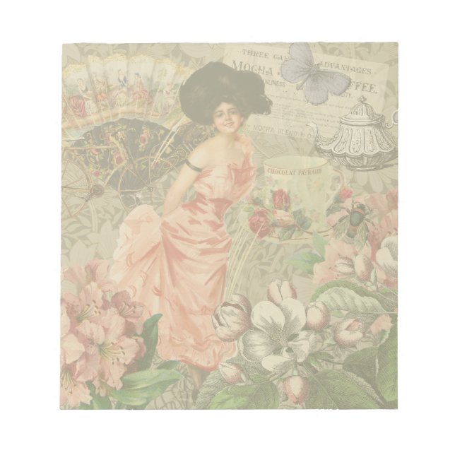 Kaffe Dam Victorian Woman Rosa Classy Anteckningsblock (Framsida)