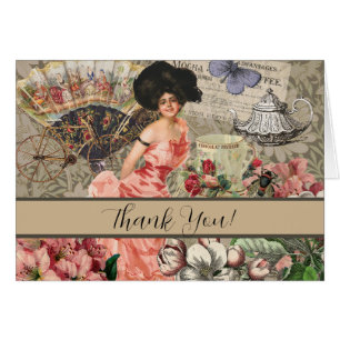 Kaffe Dam Victorian Woman Rosa Classy Hälsningskort