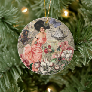 Kaffe Dam Victorian Woman Rosa Classy Julgransprydnad Keramik
