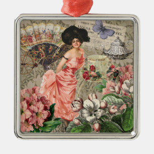 Kaffe Dam Victorian Woman Rosa Classy Julgransprydnad Metall