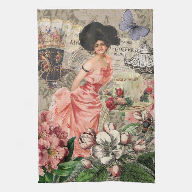 Kaffe Dam Victorian Woman Rosa Classy Kökshandduk (Vertikal)