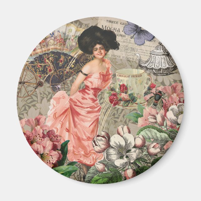 Kaffe Dam Victorian Woman Rosa Classy Magnet (Framsidan)