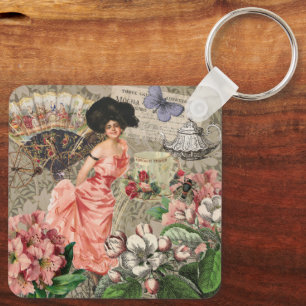 Kaffe Dam Victorian Woman Rosa Classy Nyckelring