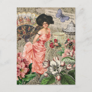 Kaffe Dam Victorian Woman Rosa Classy Vykort