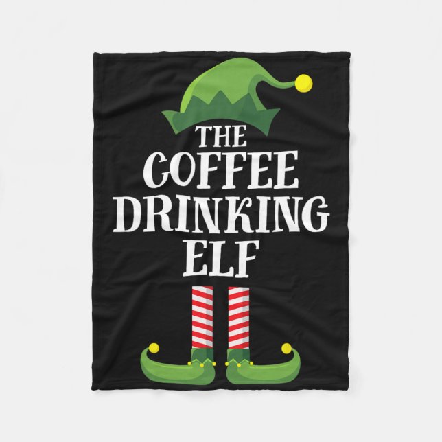 Kaffe Drickande Alv Matchande Familj Jul Fleecefilt (Framsidan)