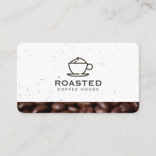 Kaffe, dryck/kaffebönor/skekklad visitkort