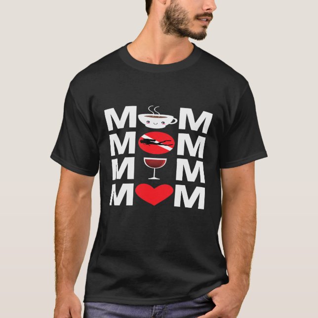 Kaffe Dyka Vin Mamma Diver Mor Flagga T Shirt (Framsida)