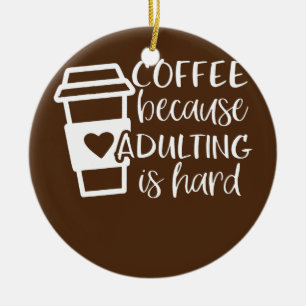 Kaffe eftersom det är svårt att äta kaffe Älsk Julgransprydnad Keramik