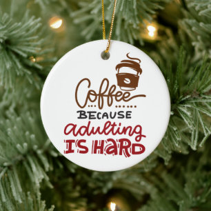 Kaffe eftersom det är svårt att äta kaffe julgransprydnad keramik