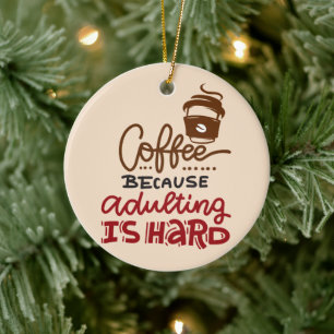 Kaffe eftersom det är svårt att äta kaffe julgransprydnad keramik