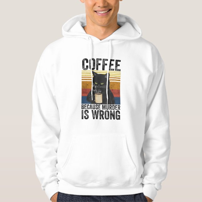 Kaffe eftersom mord är fel Arg Kat-kaffe Fu Hoodie (Framsida)