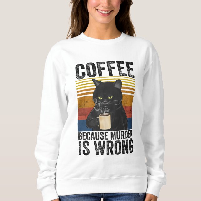 Kaffe eftersom mord är fel Arg Kat-kaffe Fu T Shirt (Framsida)