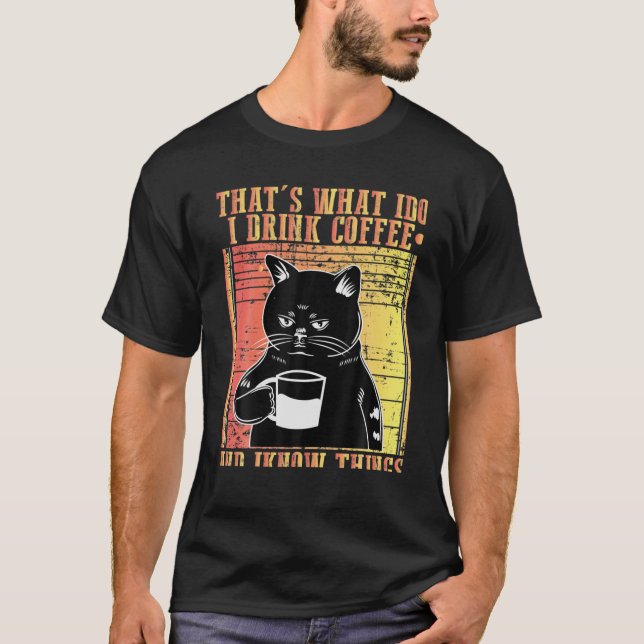 Kaffe eftersom mord är fel, svart katt t shirt (Framsida)