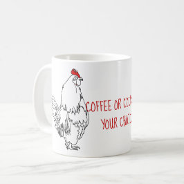 Kaffe eller Cockerel Funny Quote Tupp Teckning Kaffemugg