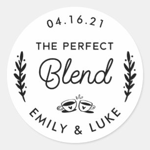 Kaffe eller tea Bröllop-symbol, Perfekt-blandning Runt Klistermärke