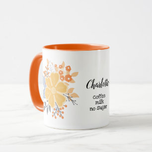 Kaffe eller Tea My Way Orange Grått Flowers Mugg