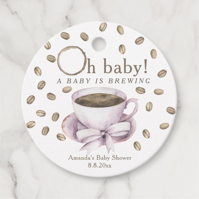 Kaffe En baby bryggs Baby shower Gåvor Etiketter (Framsida)
