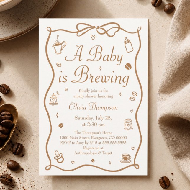 Kaffe En Bebis Bryggs Baby Shower Inbjudningar (Skapare uppladdad)
