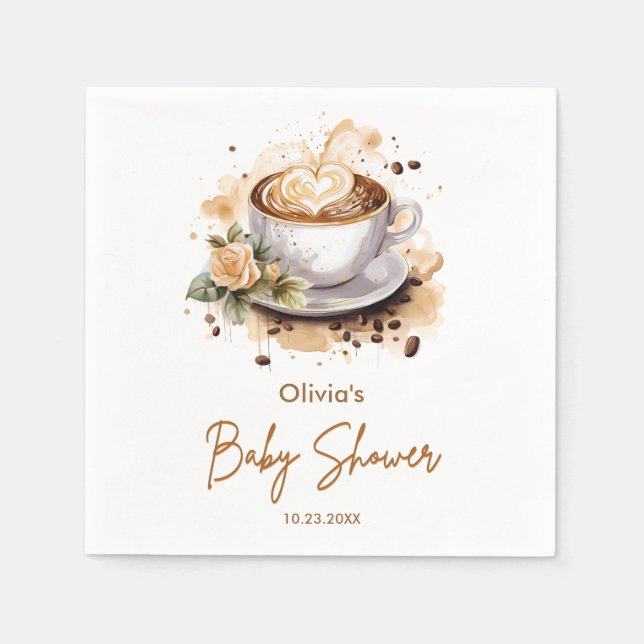 Kaffe En Bebis Bryggs Baby Shower Pappersservett (Framsidan)