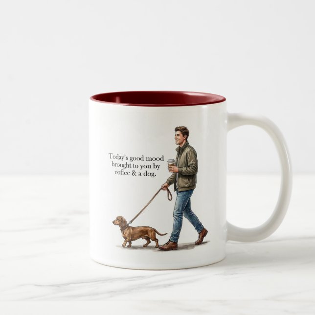 Kaffe & en Dachshund gör dagen bättre Två-Tonad Mugg (Höger)
