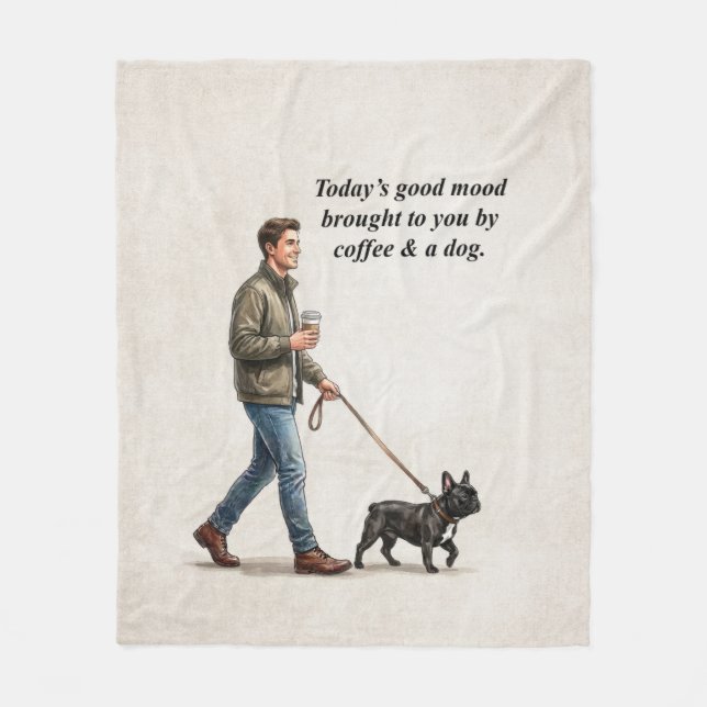 Kaffe & en fransman gör dagen bättre fleecefilt (Framsidan)