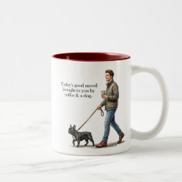 Kaffe & en Frenchie gör dagen bättre Två-Tonad Mugg
