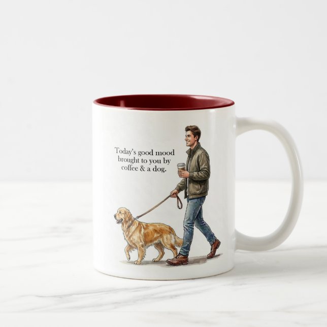 Kaffe & en Golden gör dagen bättre Två-Tonad Mugg (Höger)