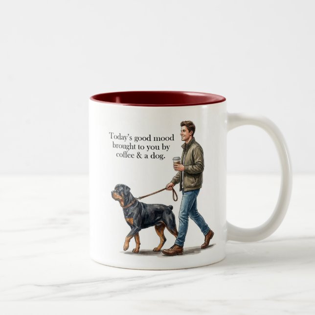 Kaffe & en Rottweiler gör dagen bättre Två-Tonad Mugg (Höger)