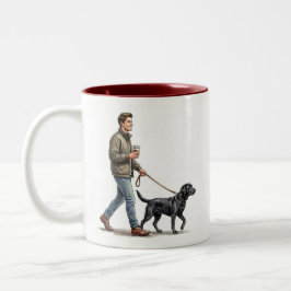 Kaffe & en svart labrador gör dagen bättre Två-Tonad mugg