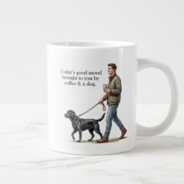 Kaffe & en svart labrador gör dagen rätt från börj jumbo mugg