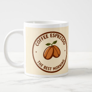 Kaffe Espresso Etikett Med Morgoninspirerad Design Jumbo Mugg